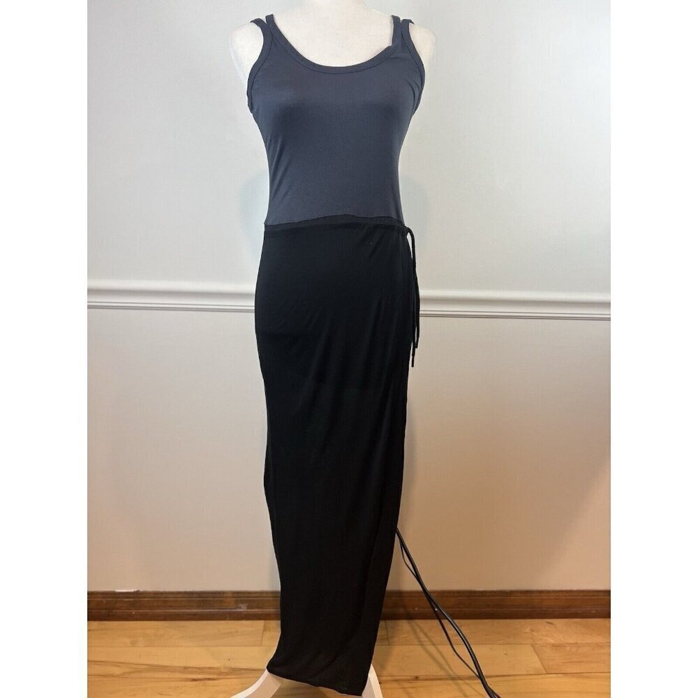 ALLSAINTS Maxi Faux Wrap Dress Black 4 Minimalist Luxury Designer Resort Beach